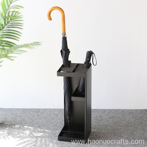 Umbrella stand in hotel bank lobby